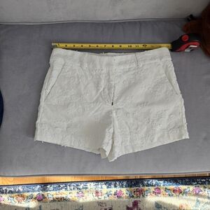 LOFT White Embroidered Cotton Shorts